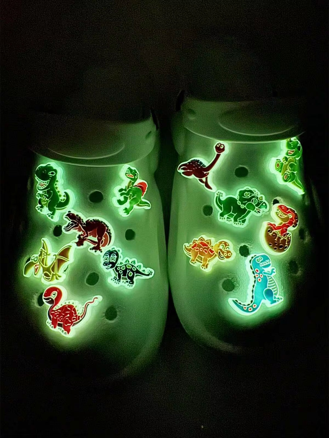 12pcs/Set Fluorescent Dinosaur Cartoon PVC Cute Shoe Decorations